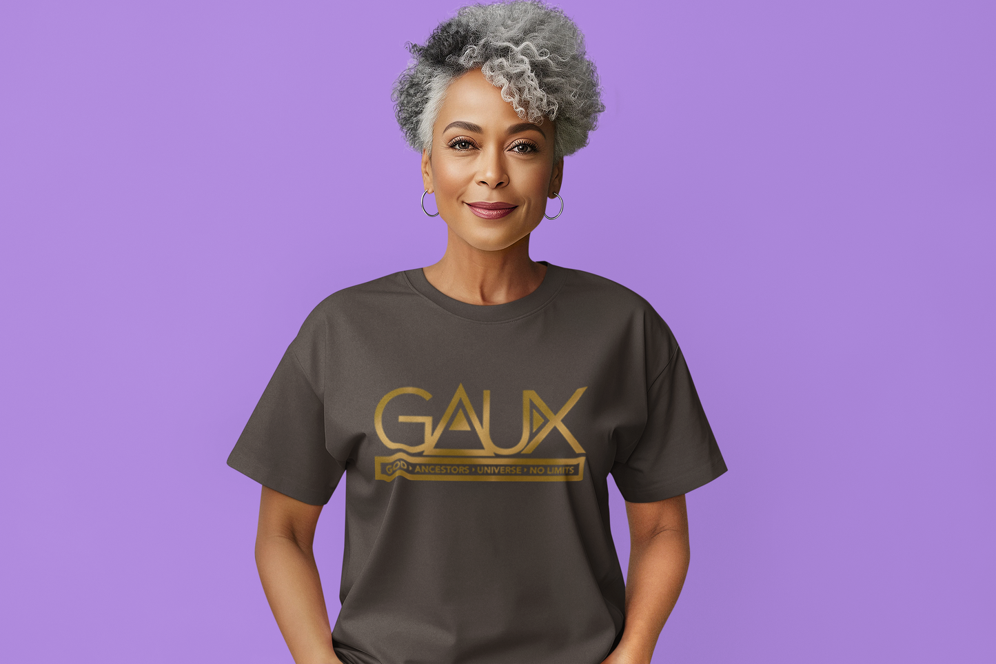 Women Gold GAUX Logo Tee