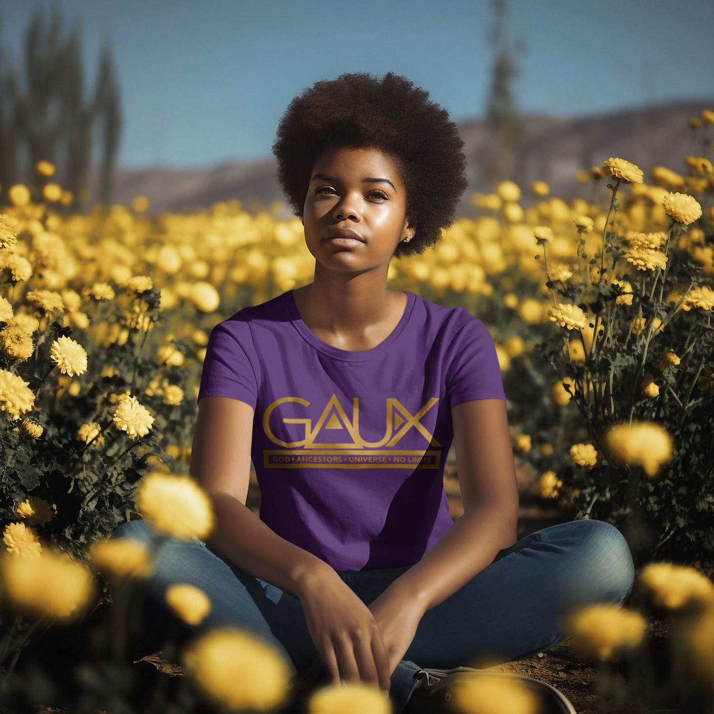Women Gold GAUX Logo Tee
