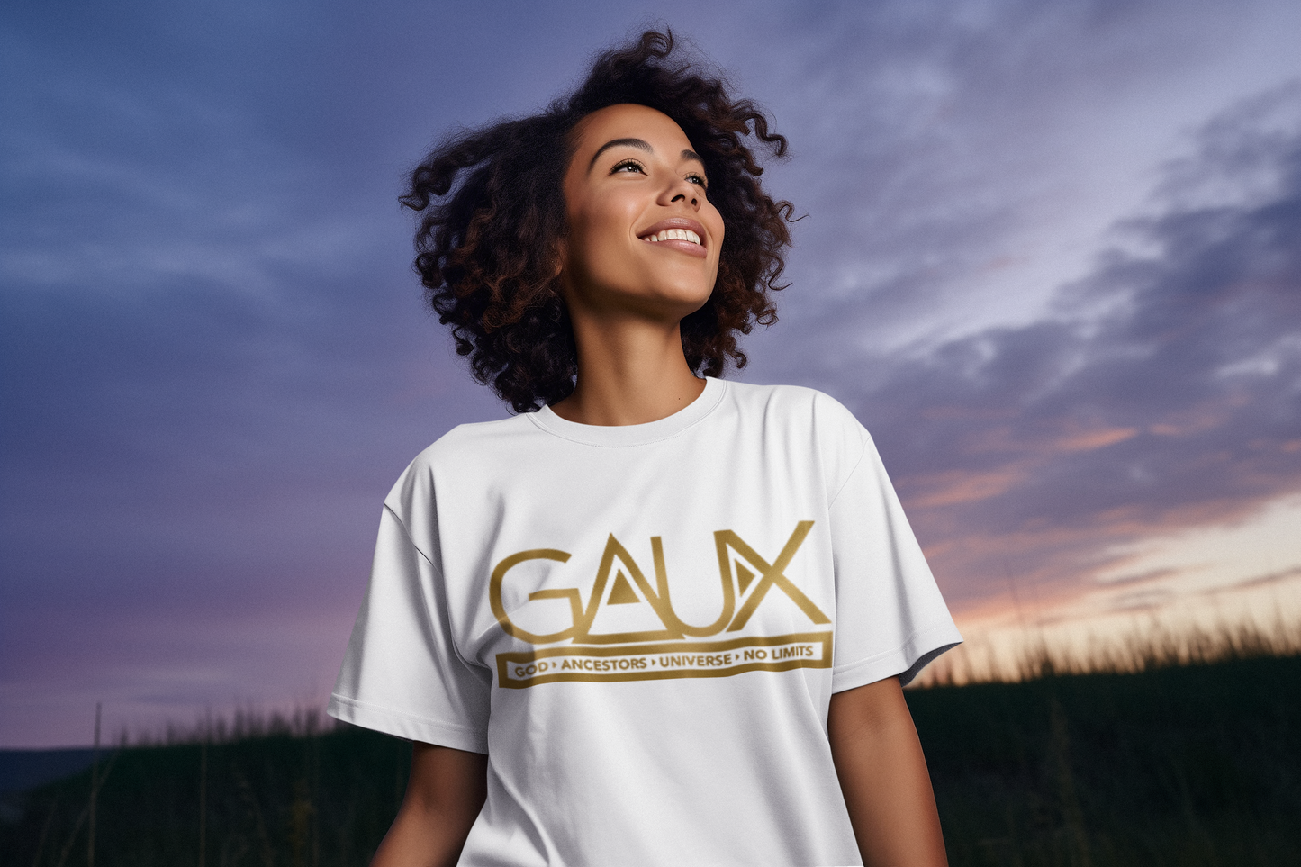 Women Gold GAUX Logo Tee