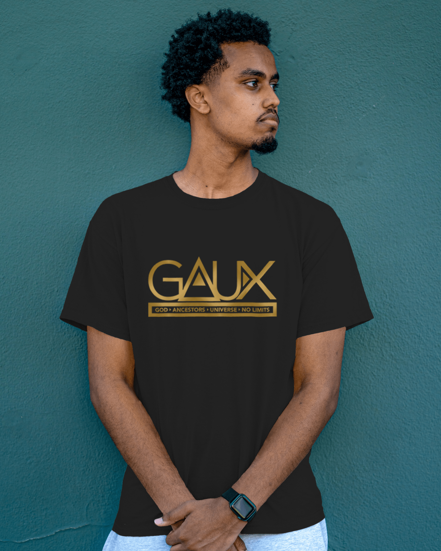 Men Gold GAUX Logo Tee