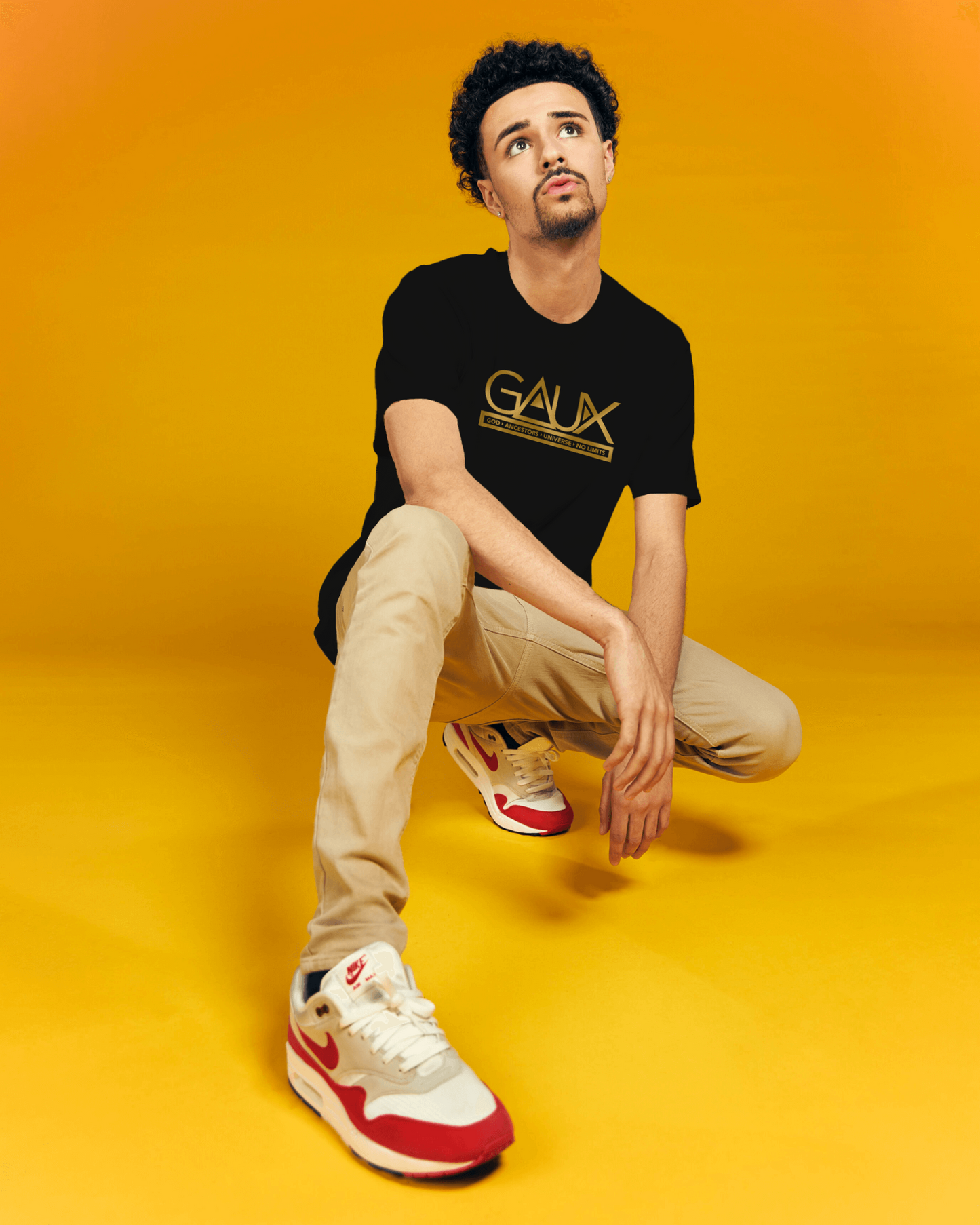 Men Gold GAUX Logo Tee