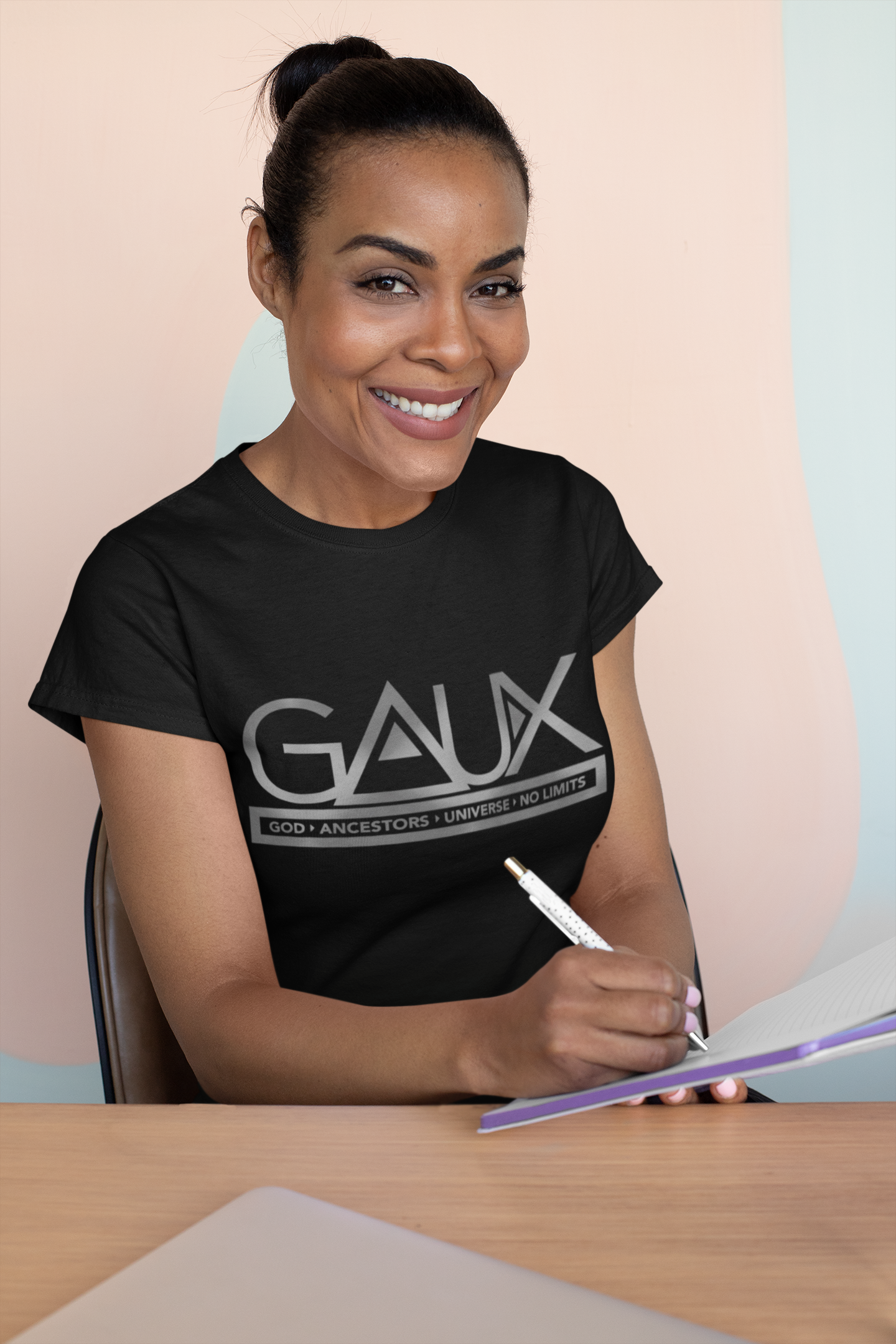 Women GAUX Signature Logo Tee Silver