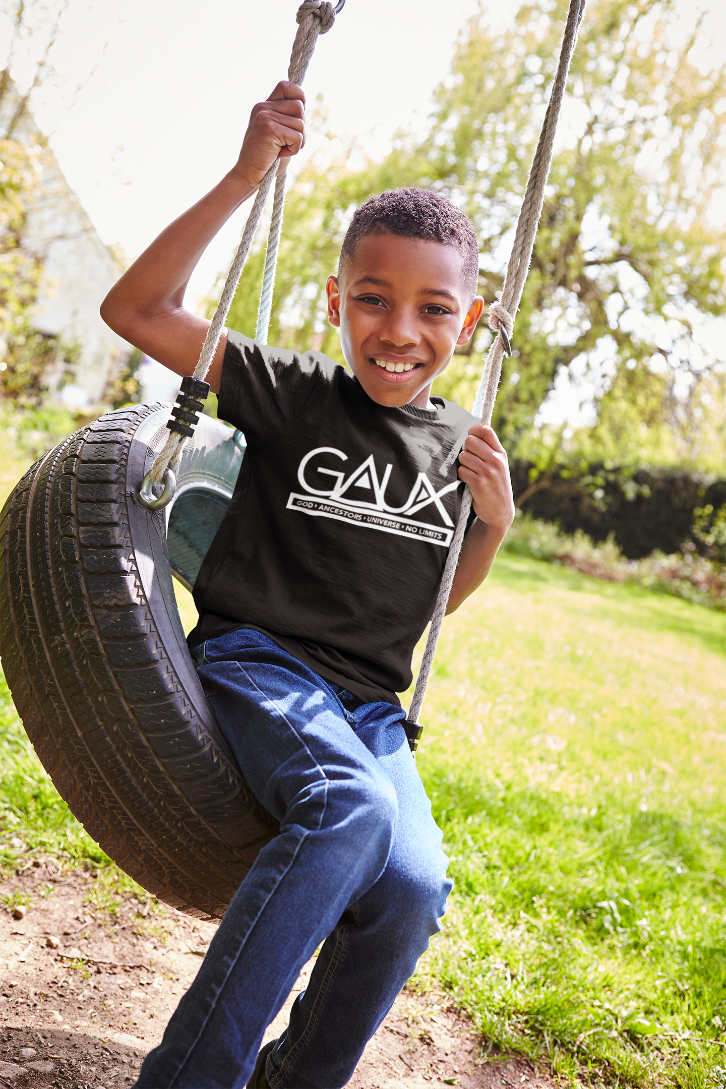 Youth White GAUX Logo Tee