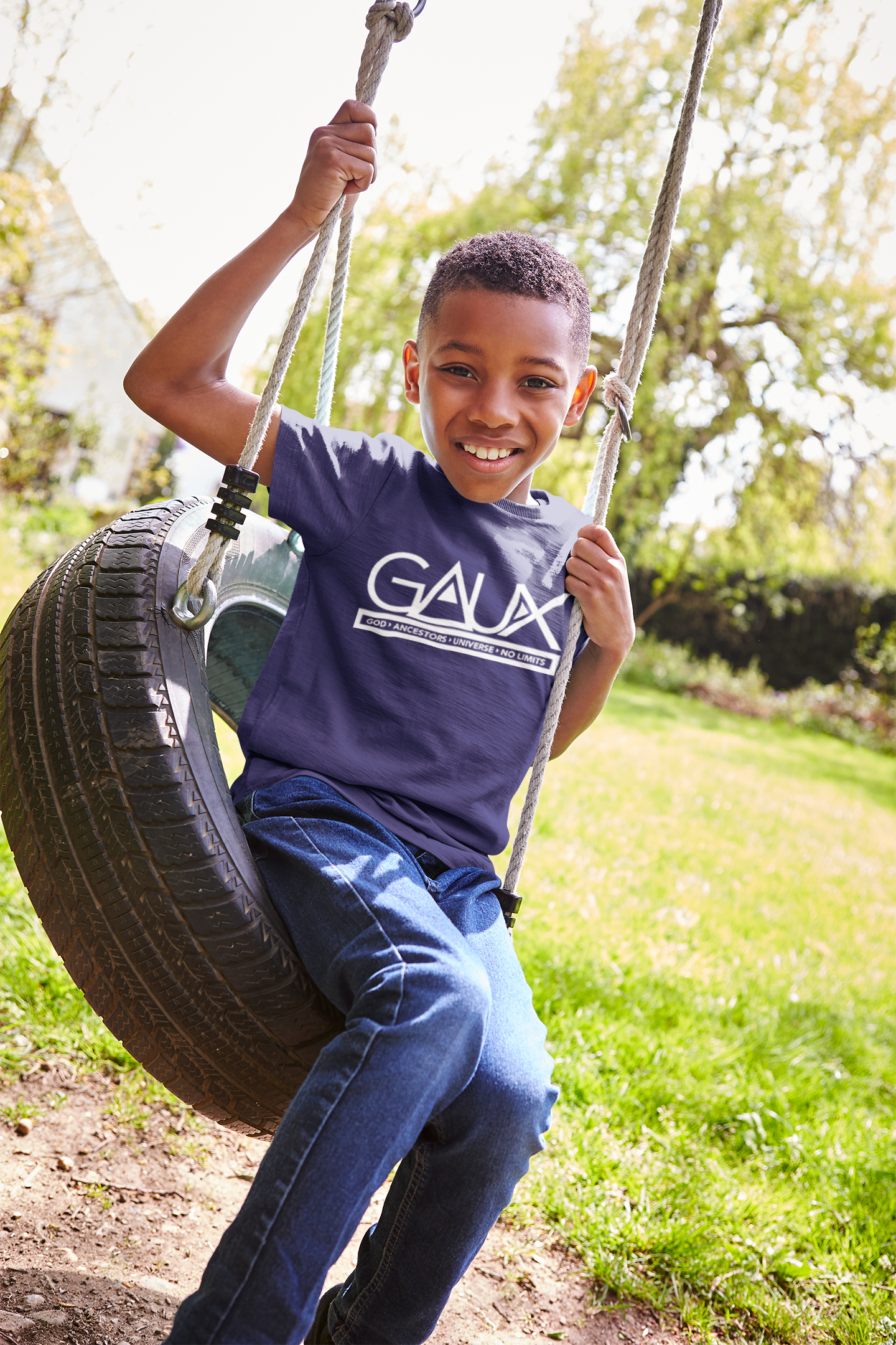 Youth White GAUX Logo Tee