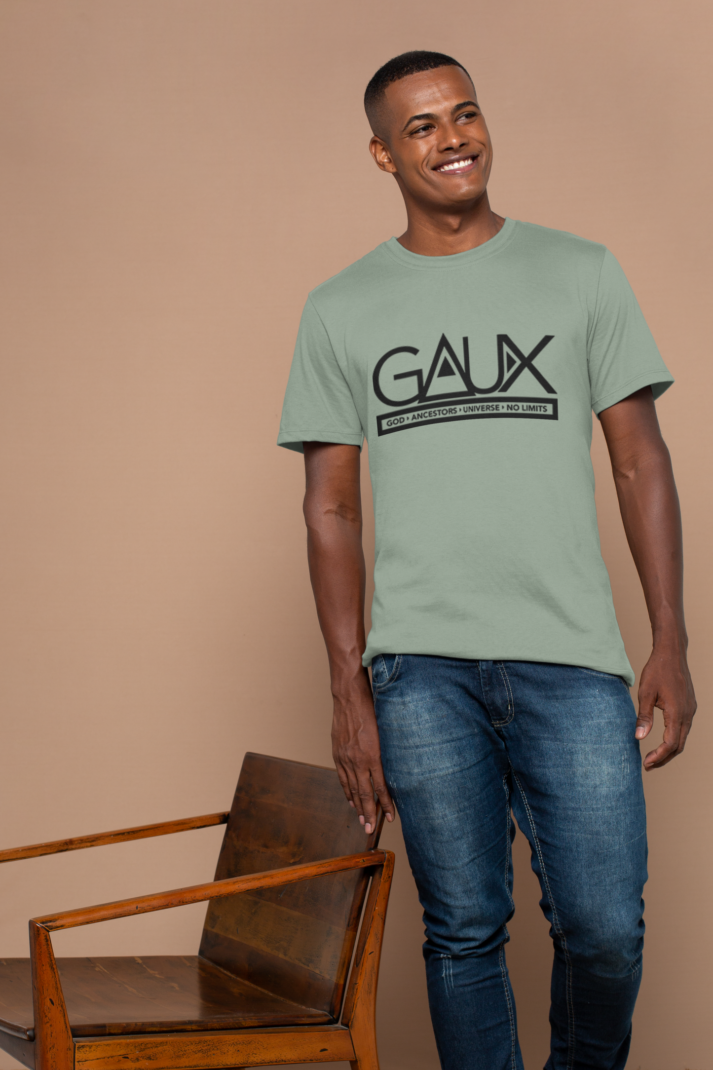 Men Black GAUX Logo Tee