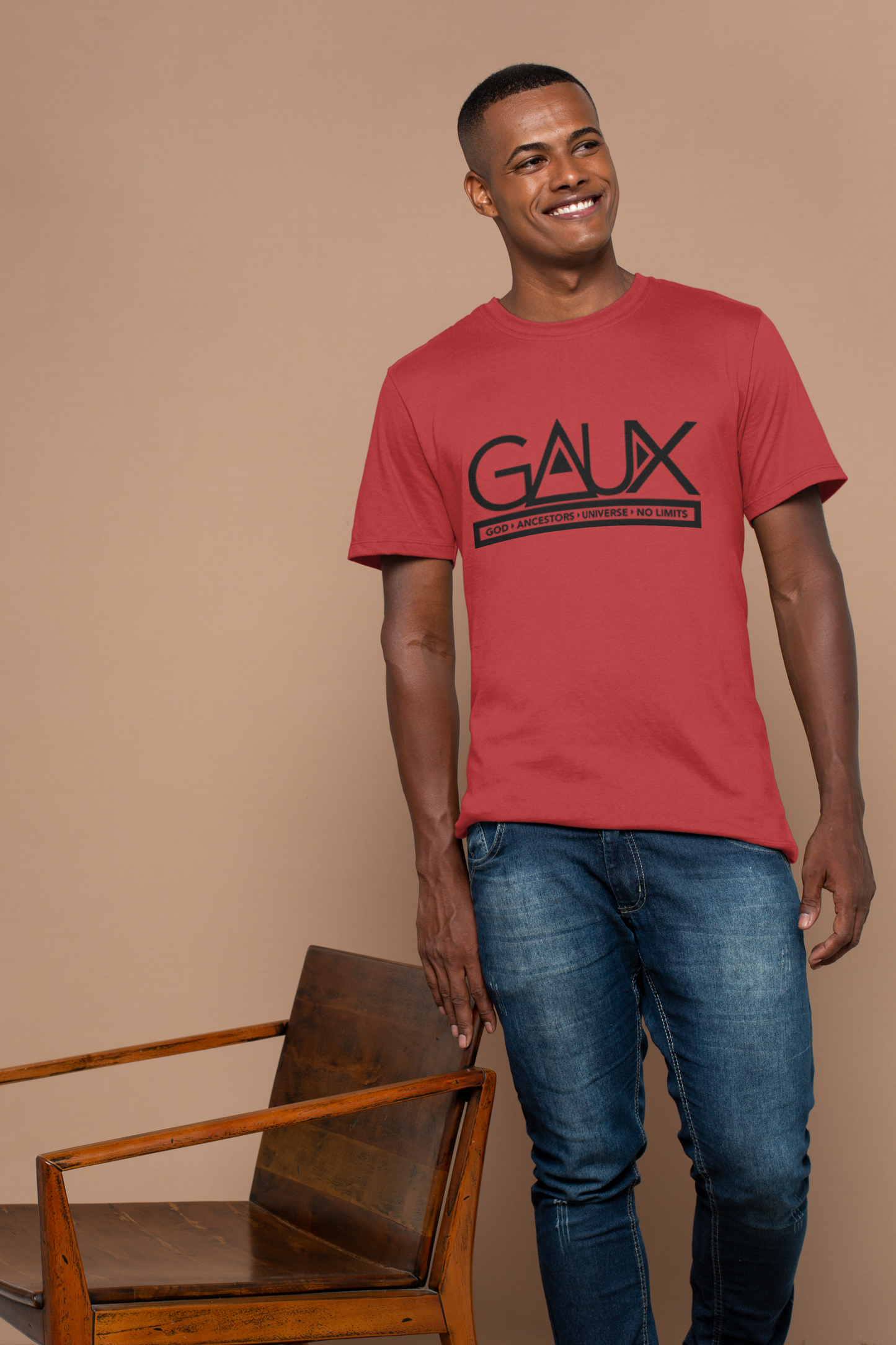 Men Black GAUX Logo Tee