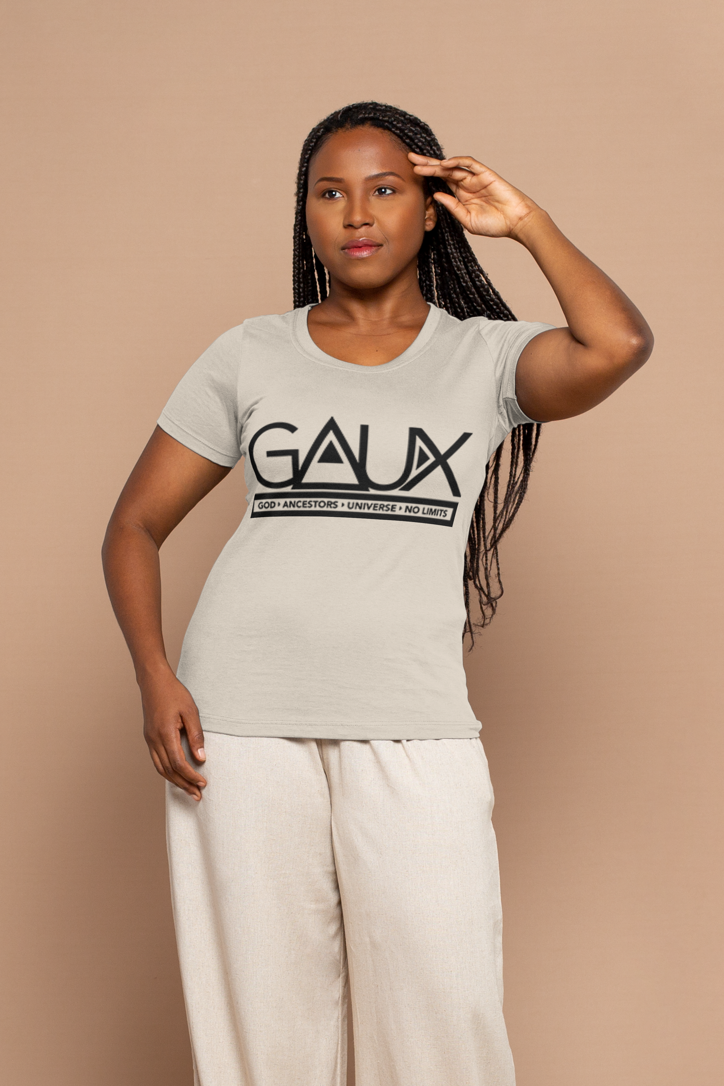 Women Black GAUX Logo Tee