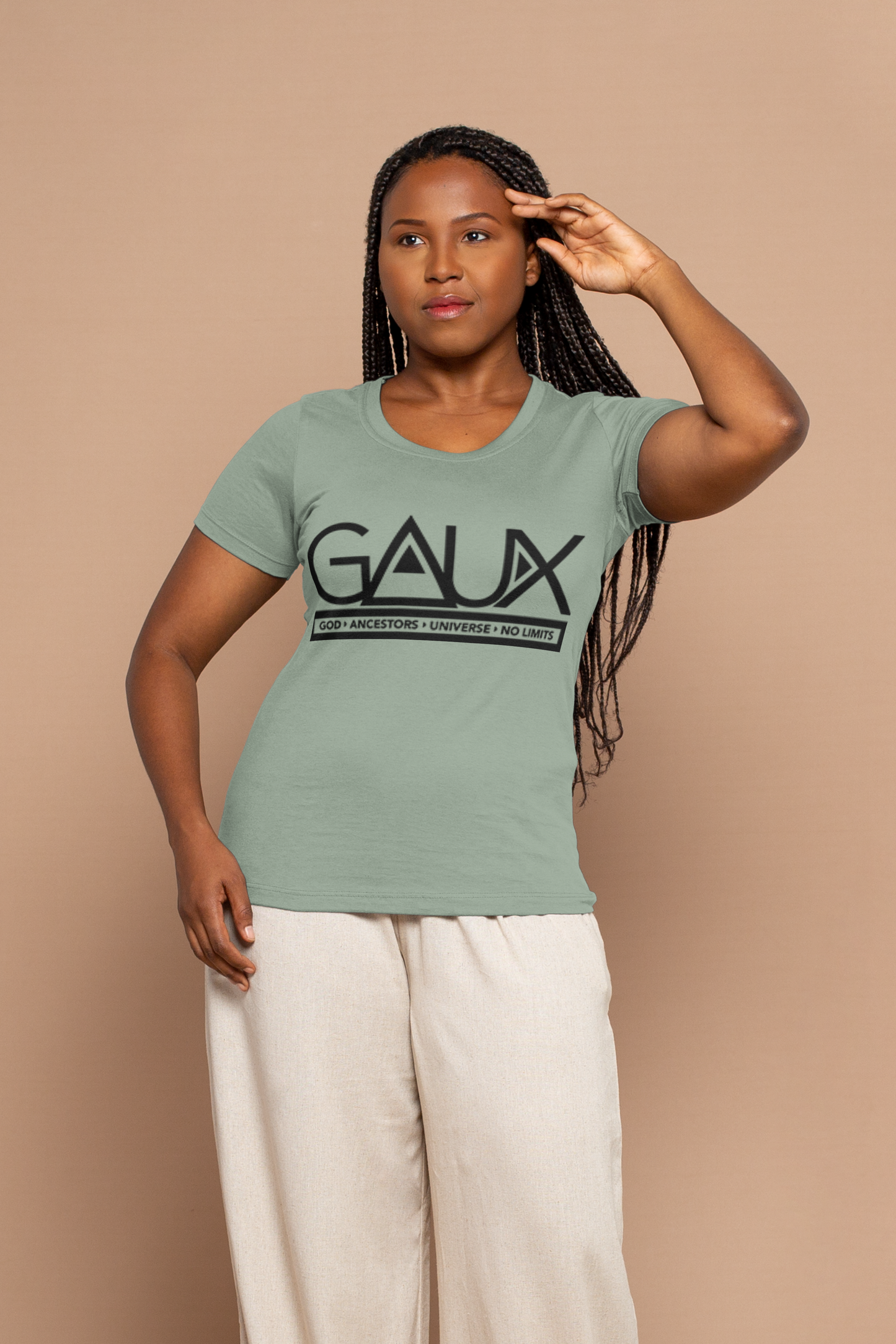 Women Black GAUX Logo Tee