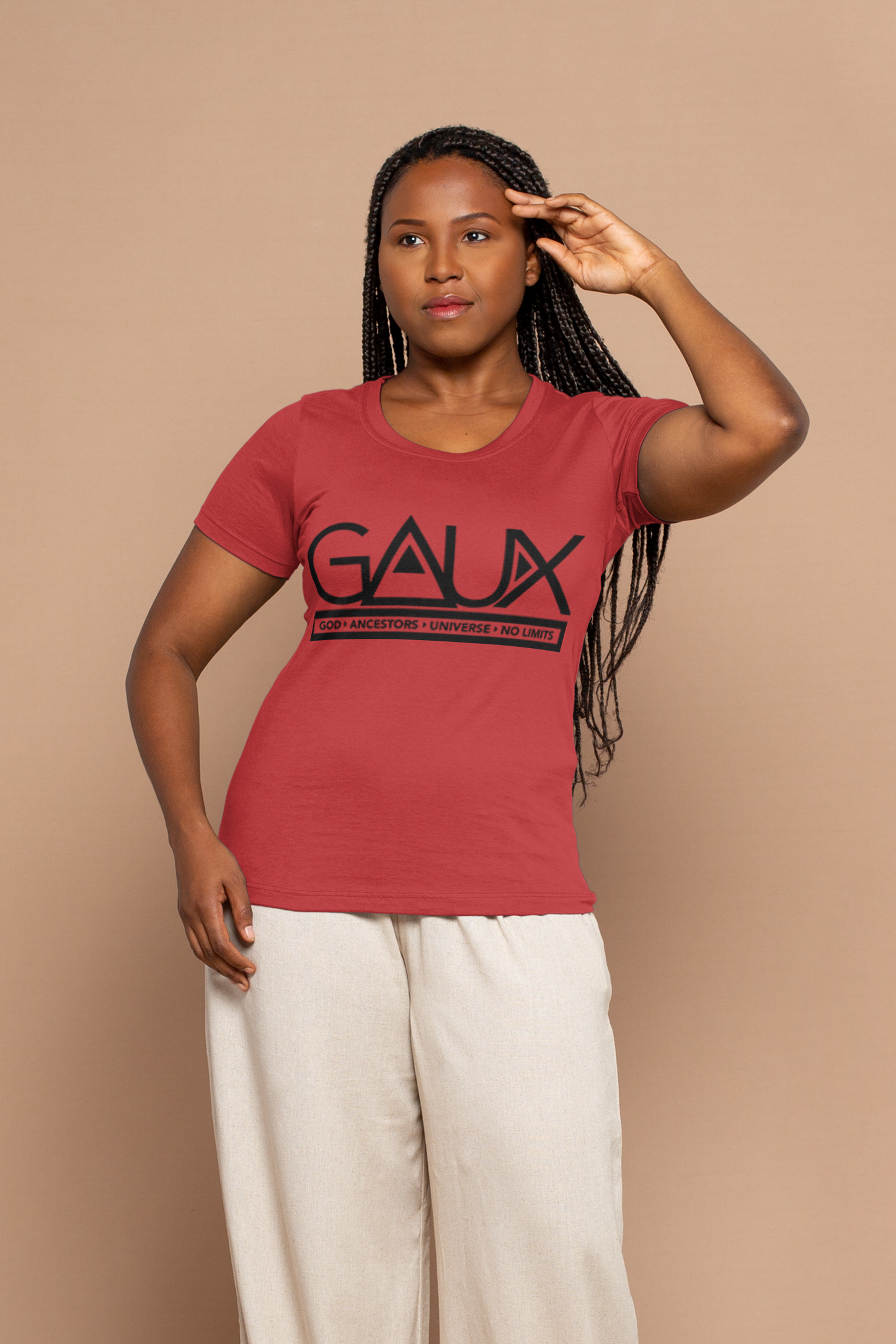 Women Black GAUX Logo Tee