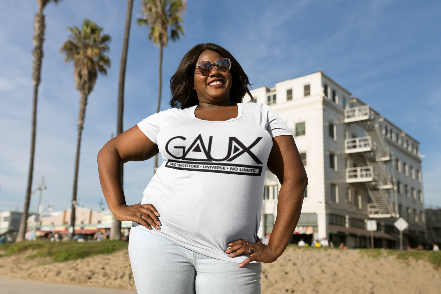 Women Black GAUX Logo Tee