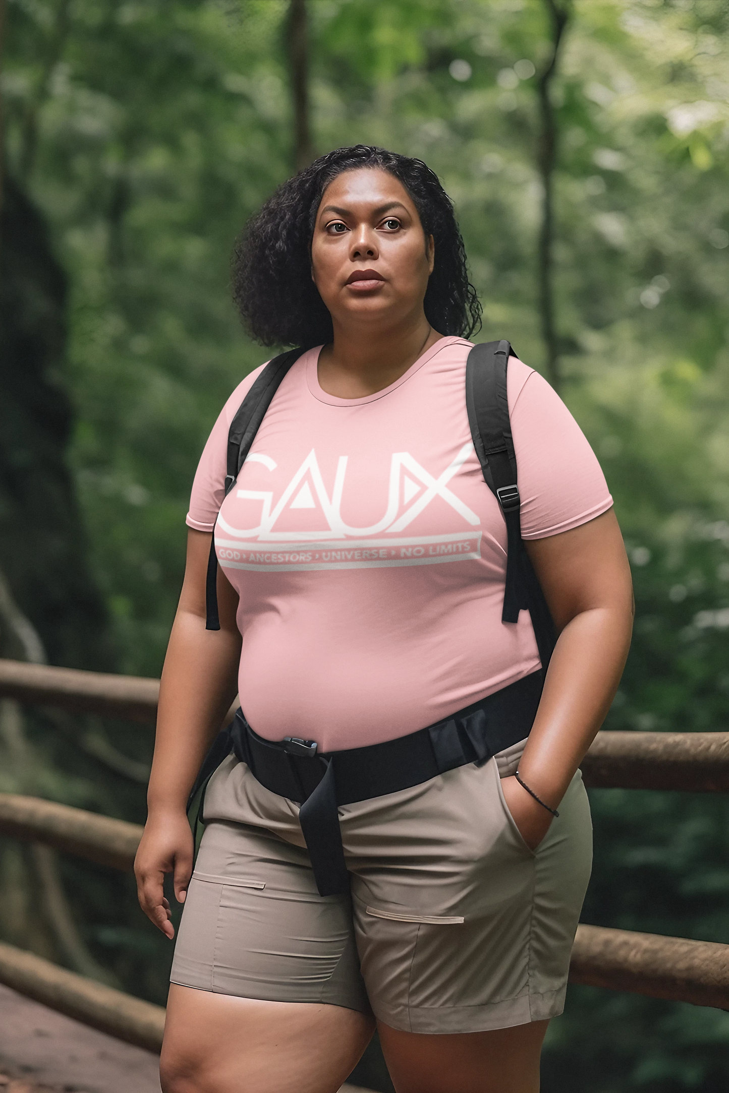 Women White GAUX Logo Tee