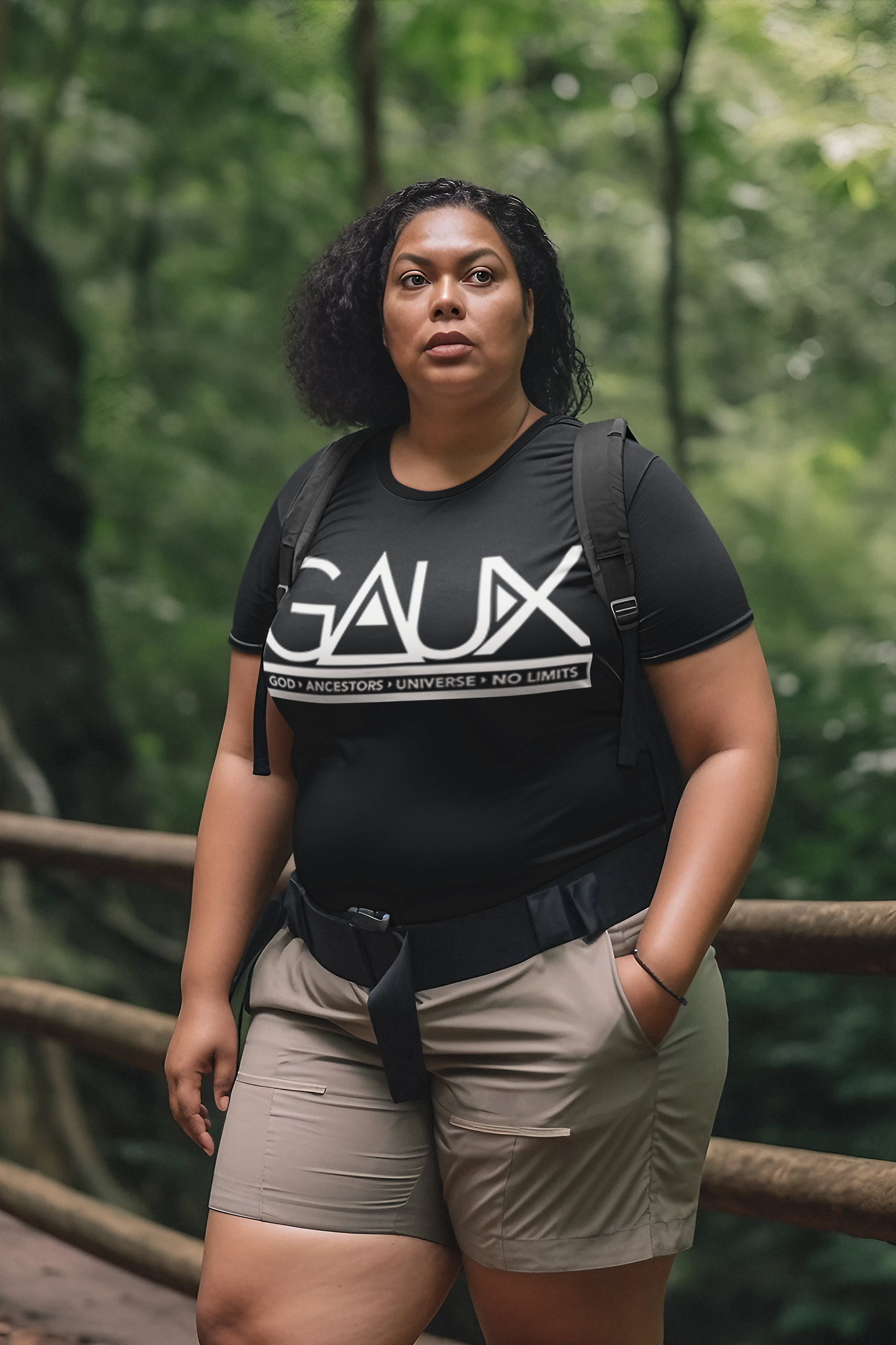 Women White GAUX Logo Tee