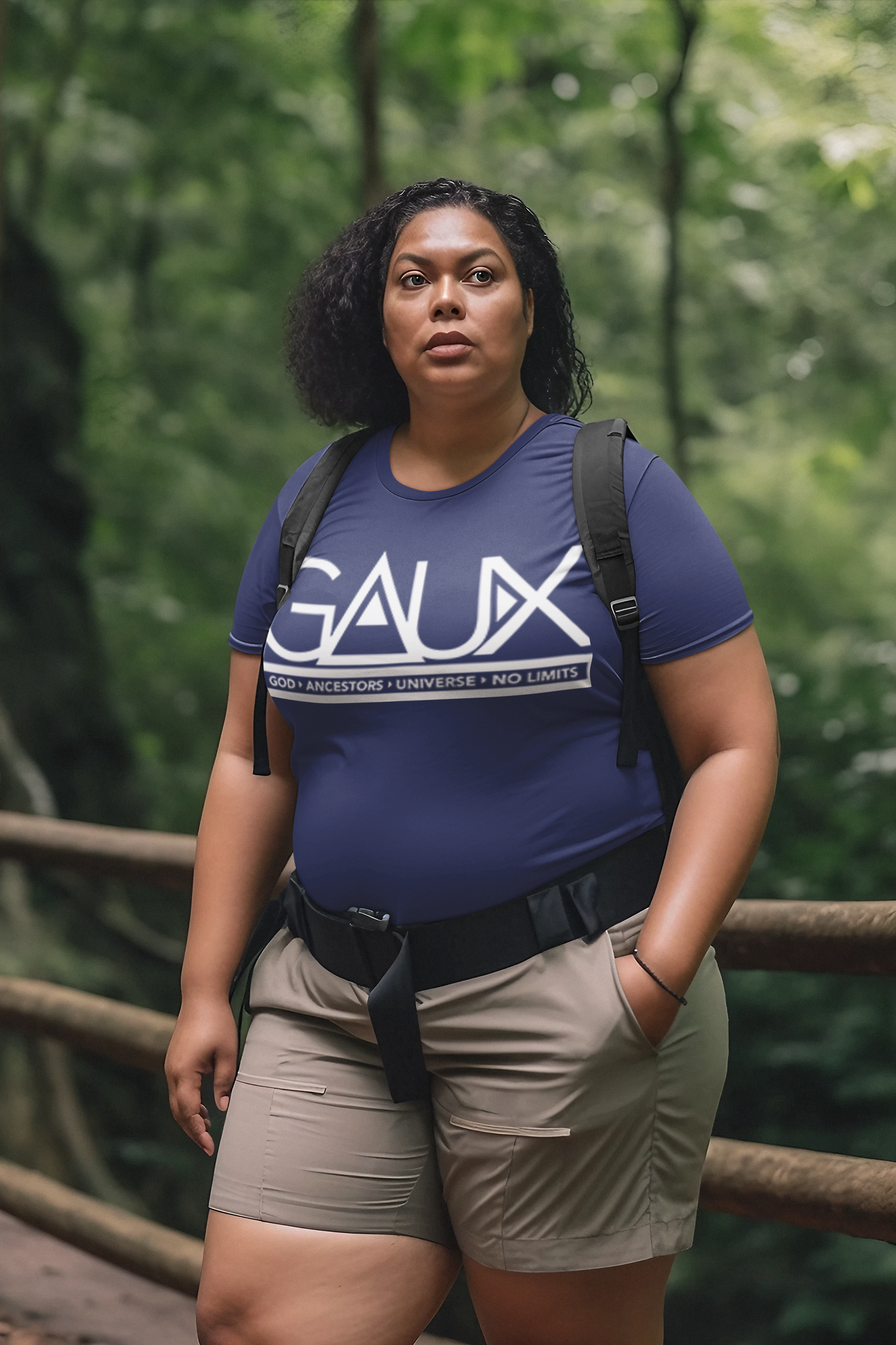 Women White GAUX Logo Tee