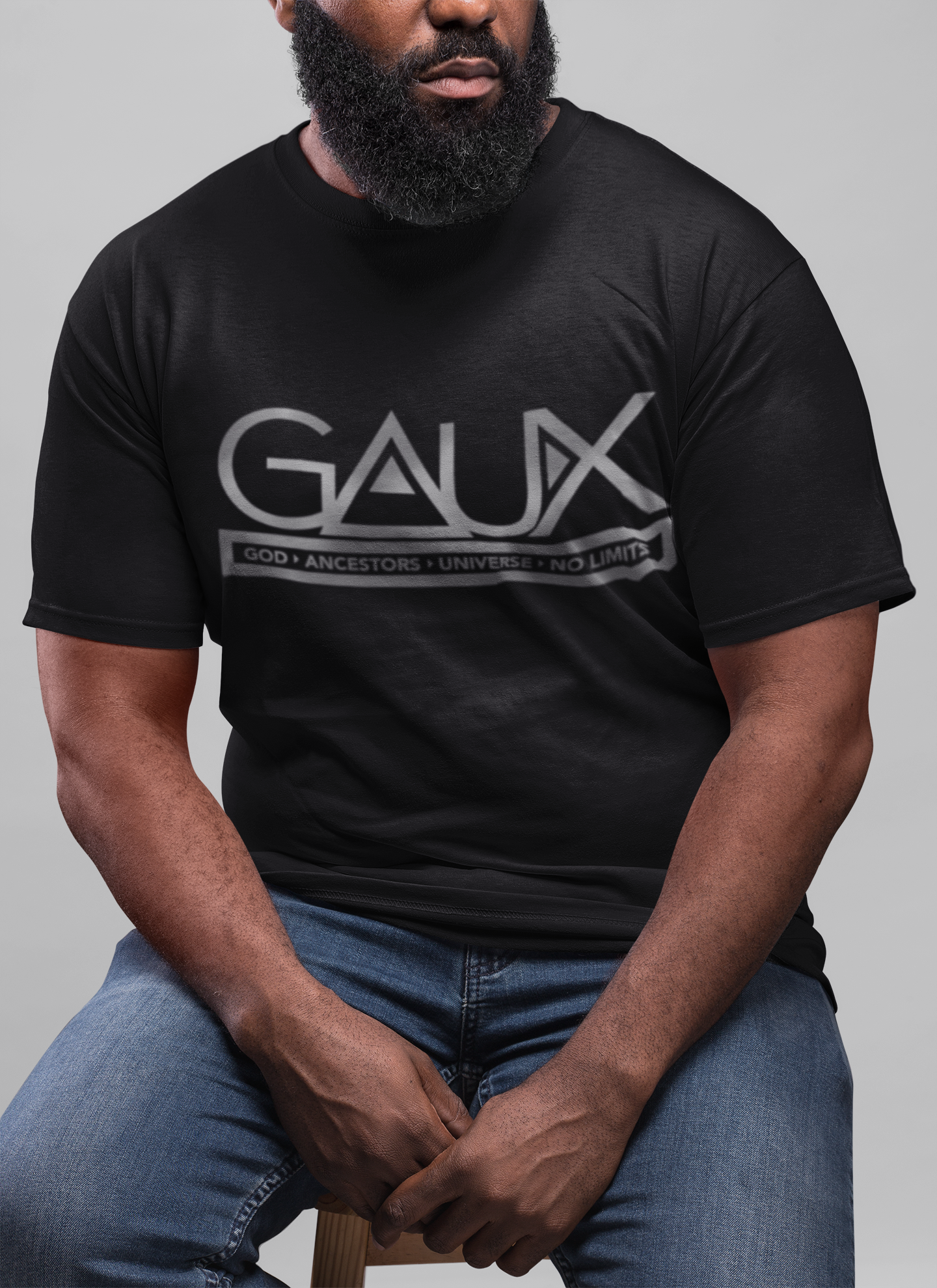 Men GAUX Signature Logo Tee Silver