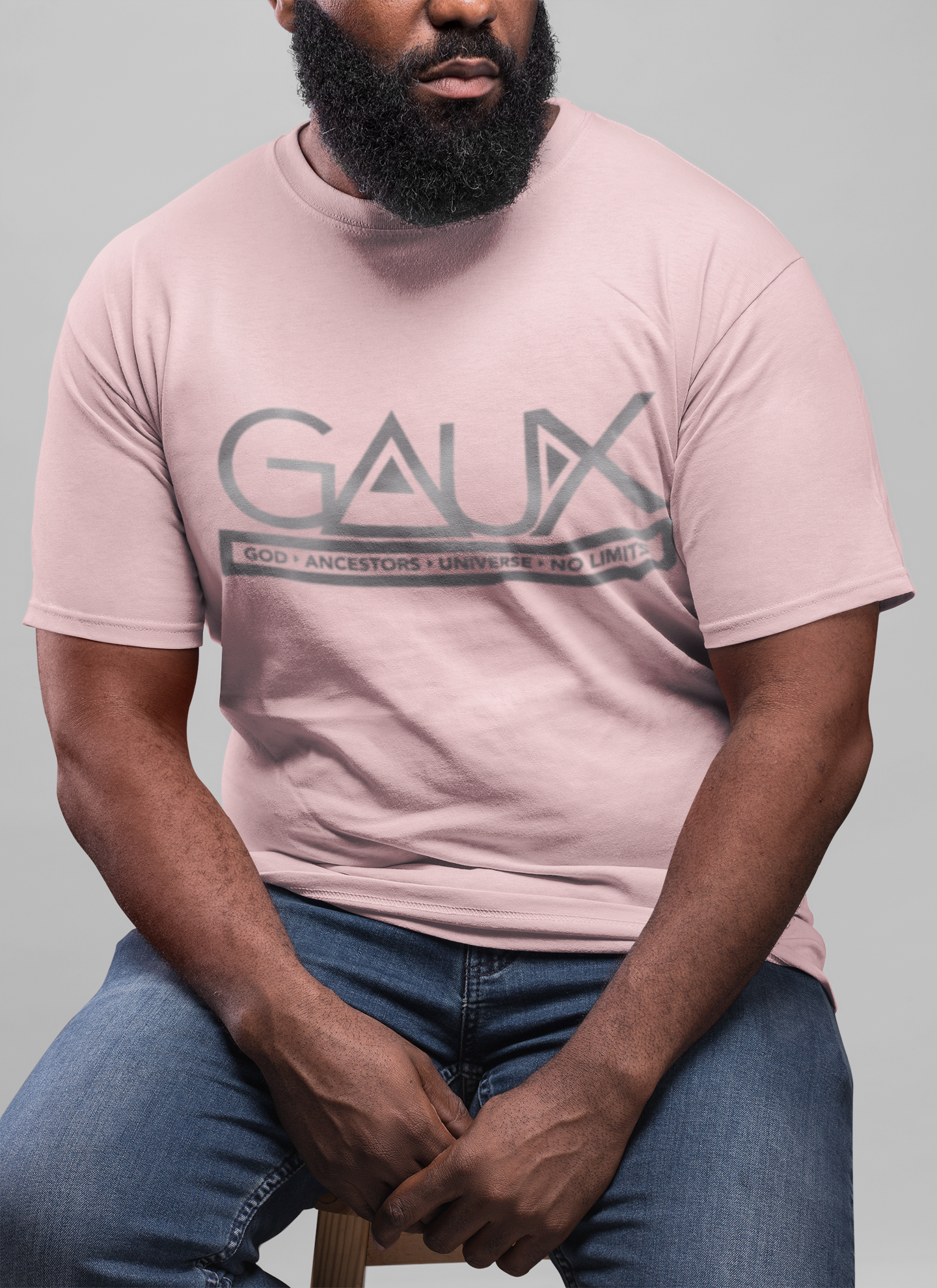 Men GAUX Signature Logo Tee Silver