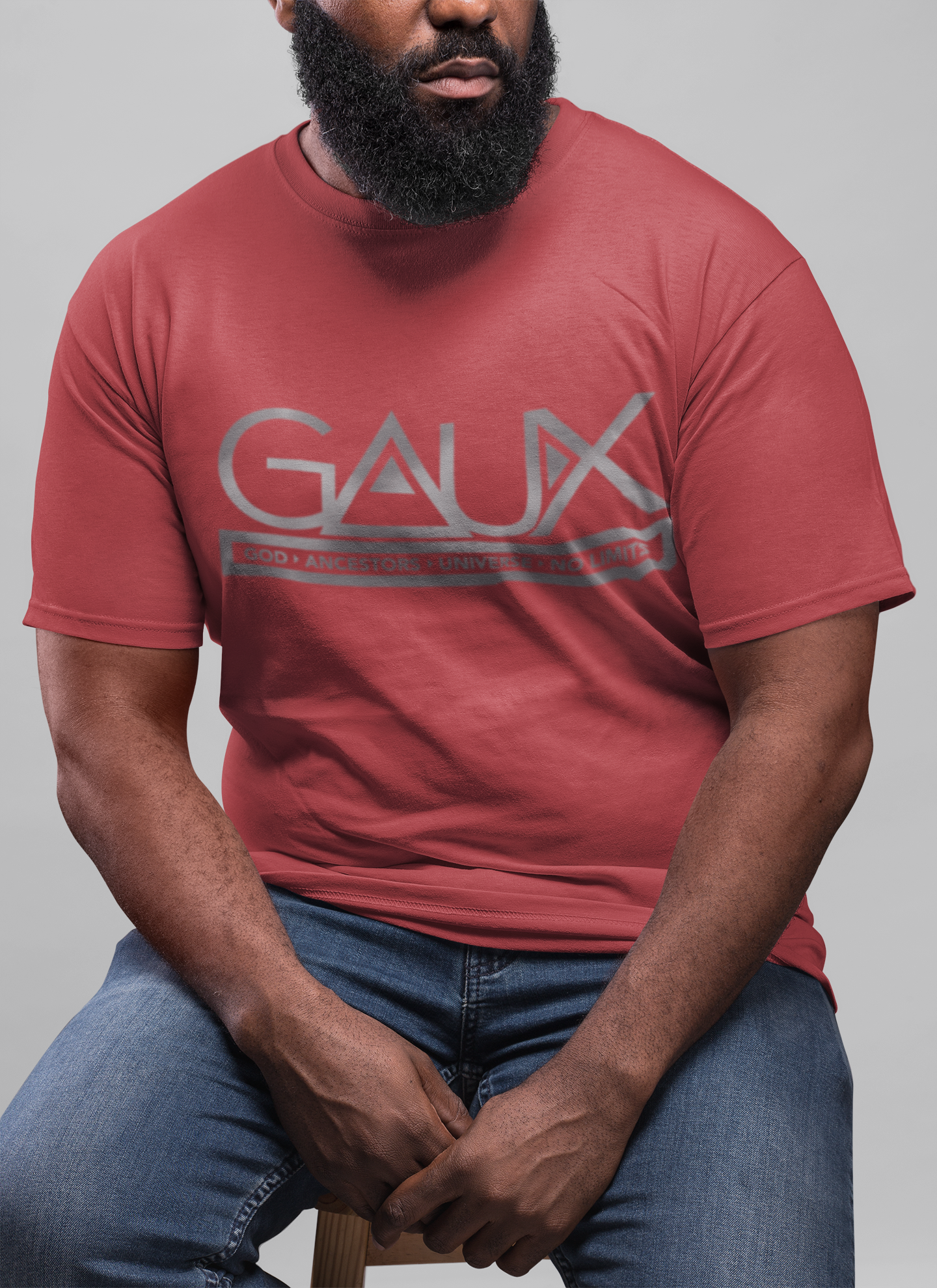 Men GAUX Signature Logo Tee Silver